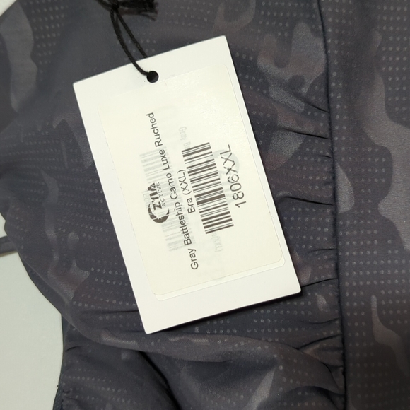 NWT Zyia Grey Battleship Camo Luxe Ruched Bra XXL - Picture 3 of 4